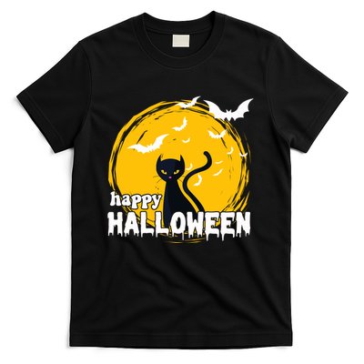 Happy Halloween Black Cat Spooky T-Shirt