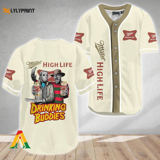 Horror Freddy Jason Drinking Buddies Miller High Life Baseball Jersey - Gift for Men Women - lylyprint.com