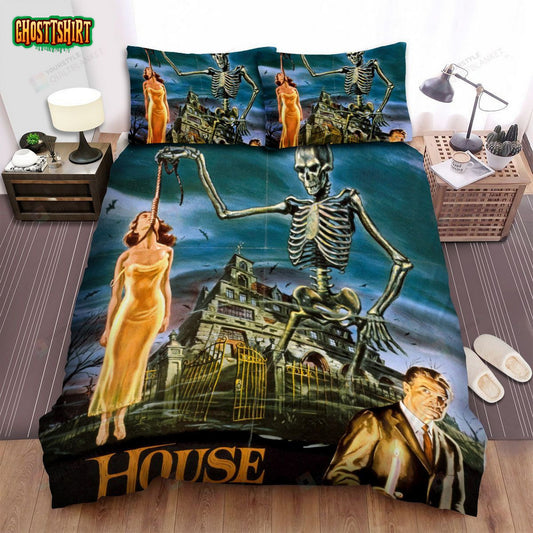 House On Haunted Hill Poster 2 Bed Sheets Spread Comforter Duvet Cover Bedding Set
