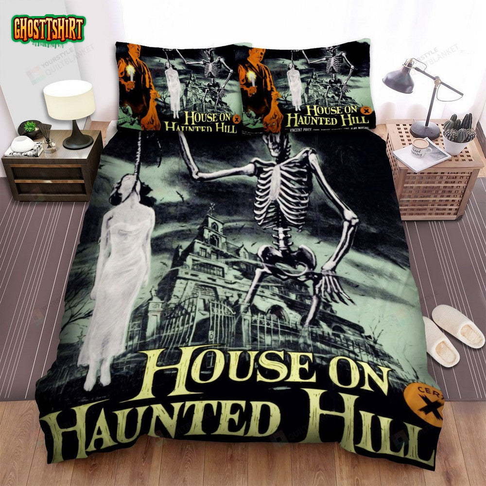 House On Haunted Hill Poster 4 Bed Sheets Spread Comforter Duvet Cover Bedding Set