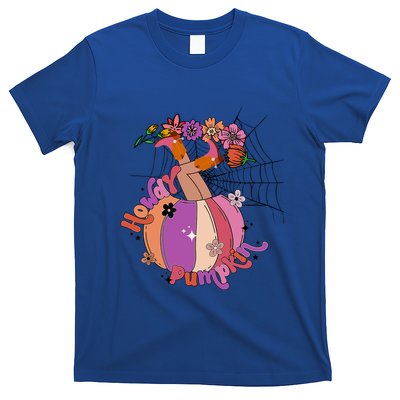 Howdy Pumpkin Cow Pumpkin Spooky Vibes Hippie Halloween Cute Gift T-Shirt