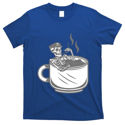 Halloween Skeleton Coffee Cup Vintage Retro Biker Great Gift T-Shirt