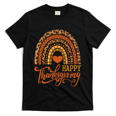 Happy Thanksgiving Boho Rainbow Leopard Fall Autumn T-Shirt
