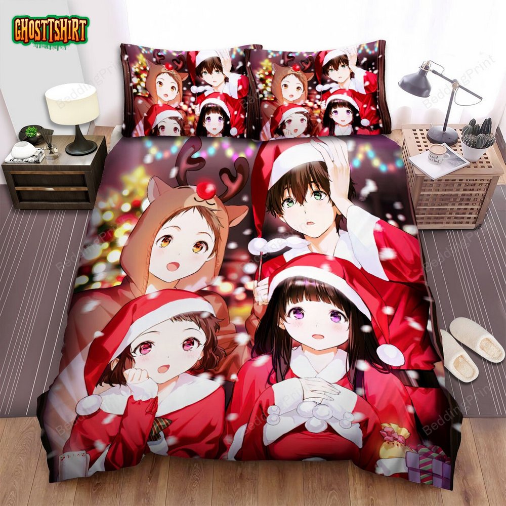 Hyouka Main Characters In Christmas Holiday Bed Sheets Spread Duvet Cover Bedding Set