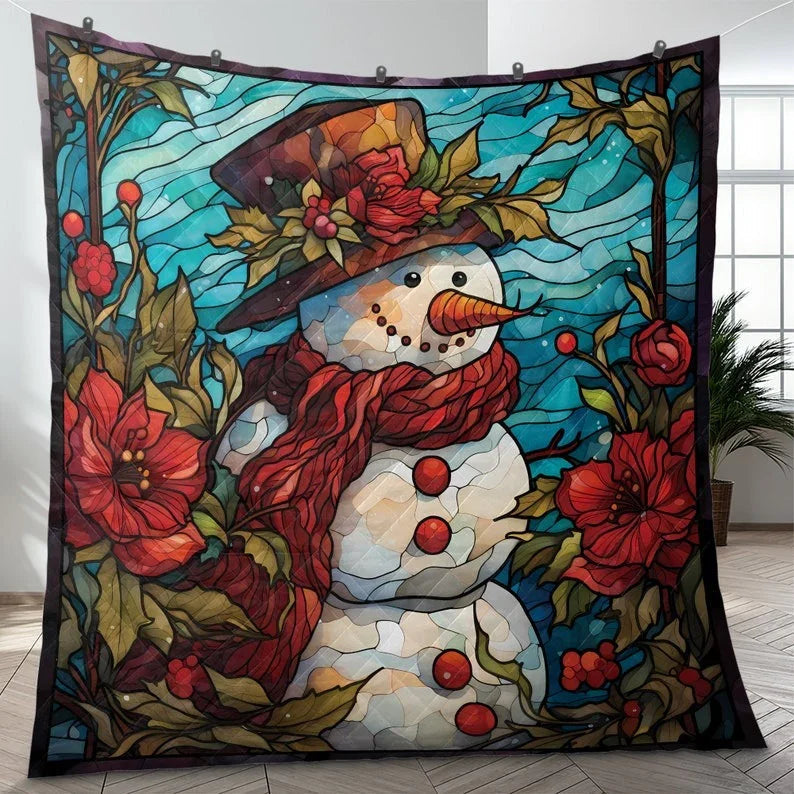 Personalized Retro Hibiscus Christmas 3-Piece Quilt Bedding Set With Pillowcases