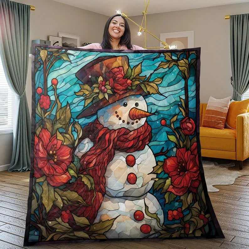 Personalized Retro Hibiscus Christmas 3-Piece Quilt Bedding Set With Pillowcases