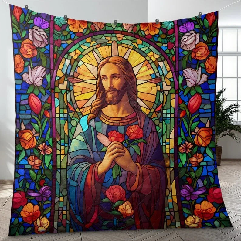 Personalized Vintage Christmas Eve Jesus Christ 3-Piece Quilt Bedding Set With Pillowcases