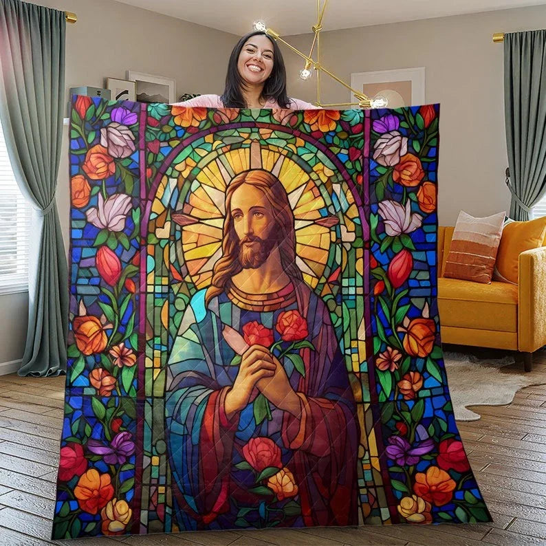 Personalized Vintage Christmas Eve Jesus Christ 3-Piece Quilt Bedding Set With Pillowcases