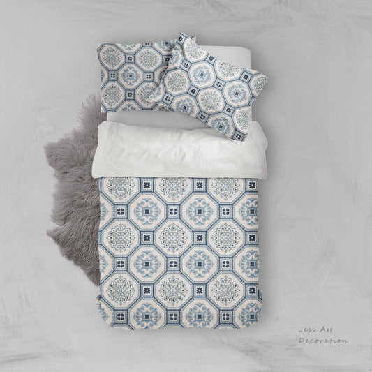 3D Blue-tones, National pattern Bedding Set Quilt Cover Quilt Duvet Cover ,Pillowcases Personalized  Bedding,Queen, King ,Full, Double 3 Pcs