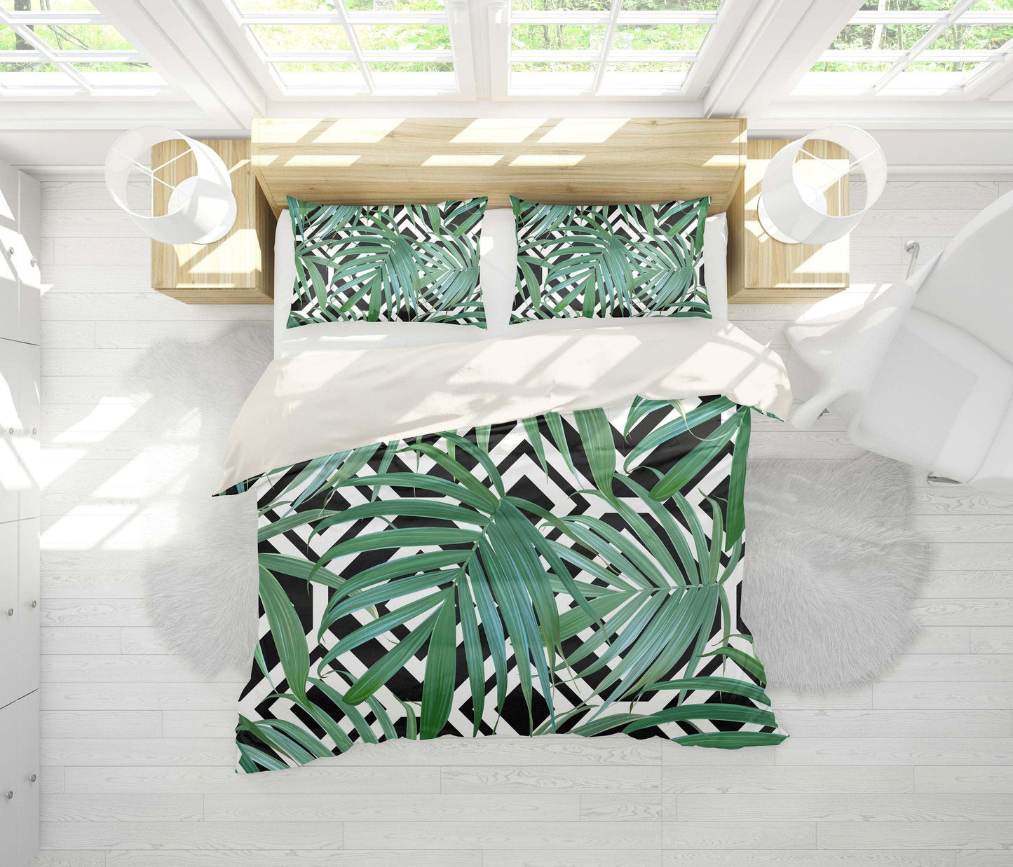 3D Abstract, Palm leaf Bedding Set Quilt Cover Quilt Duvet Cover ,Pillowcases Personalized  Bedding,Queen, King ,Full, Double 3 Pcs