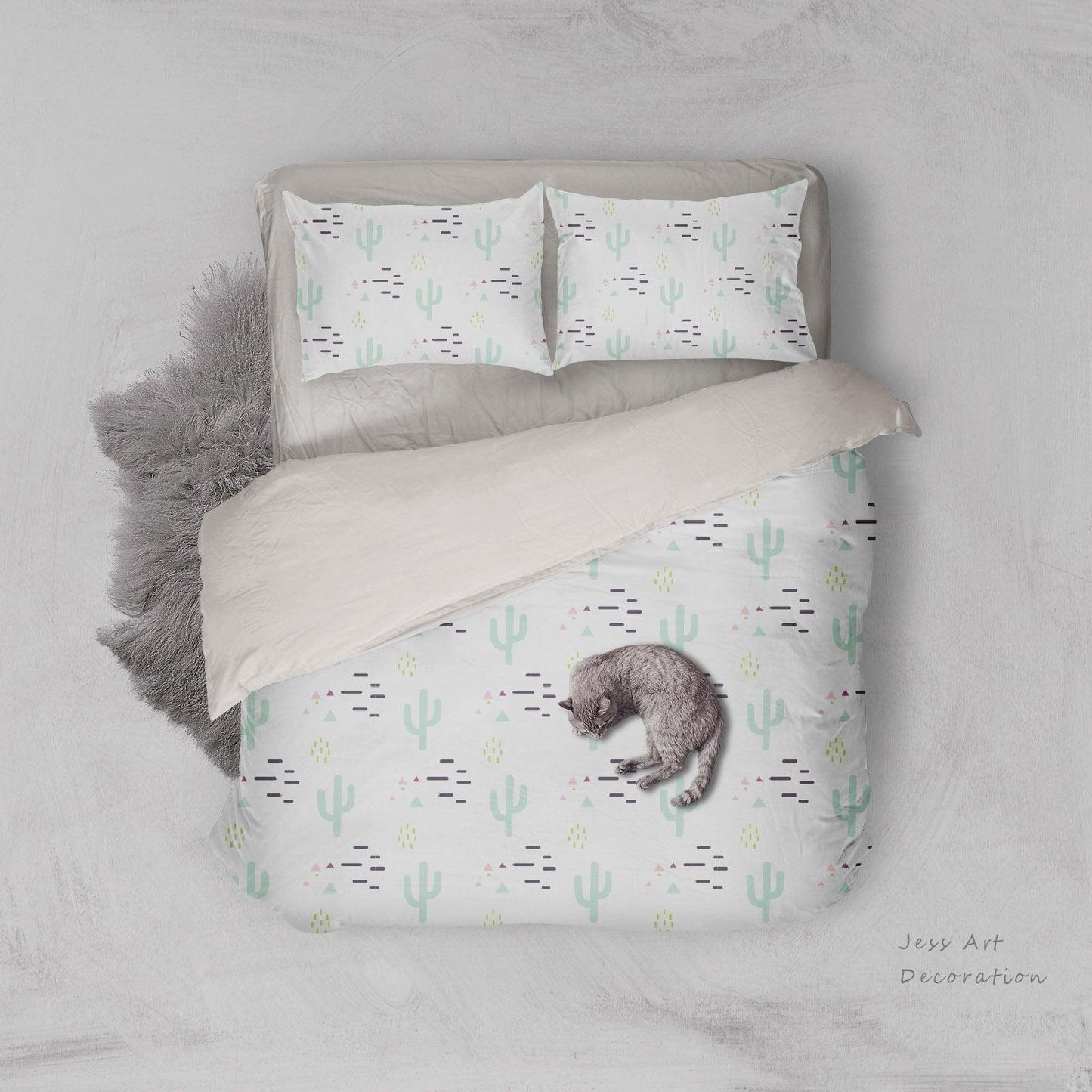 3D Cartoon cactus Bedding Set Quilt Cover Quilt Duvet Cover ,Pillowcases Personalized  Bedding,Queen, King ,Full, Double 3 Pcs