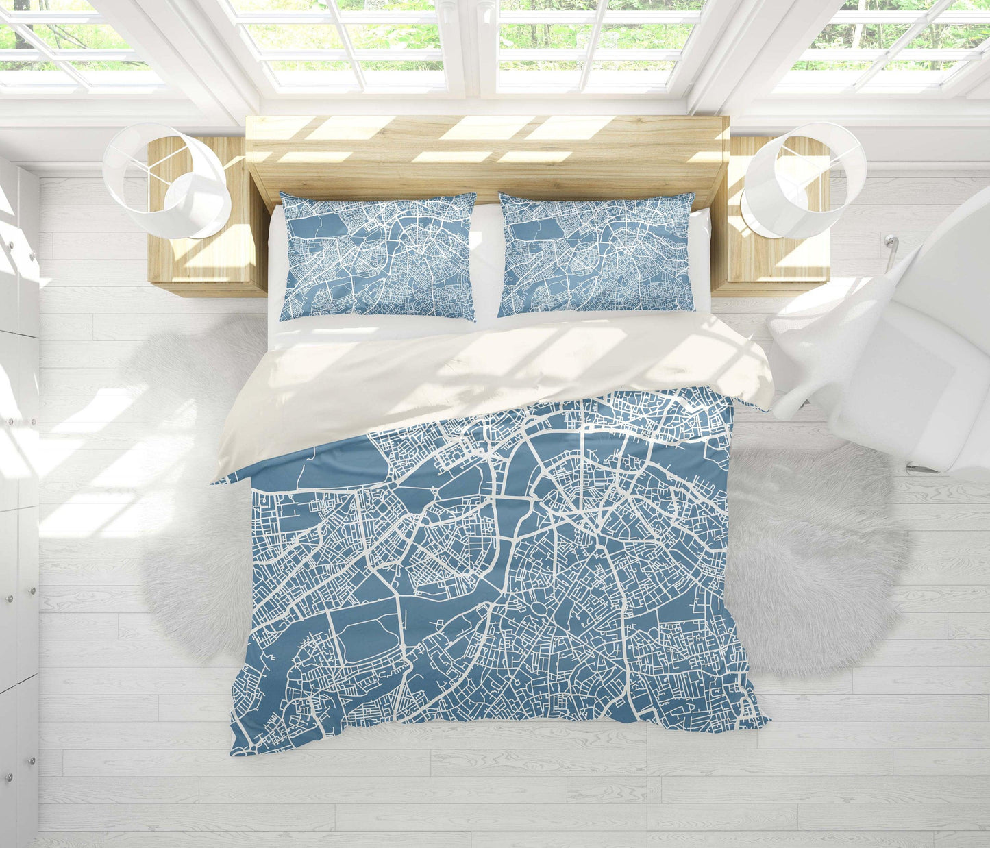 3D Blue-tones, City texture Bedding Set Quilt Cover Quilt Duvet Cover ,Pillowcases Personalized  Bedding,Queen, King ,Full, Double 3 Pcs