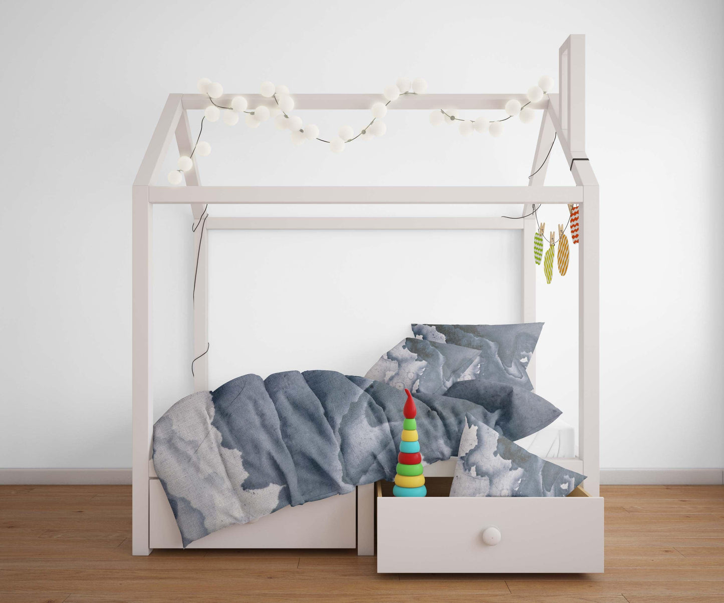 3D Blue-tones, Watercolor Bedding Set Quilt Cover Quilt Duvet Cover ,Pillowcases Personalized  Bedding,Queen, King ,Full, Double 3 Pcs