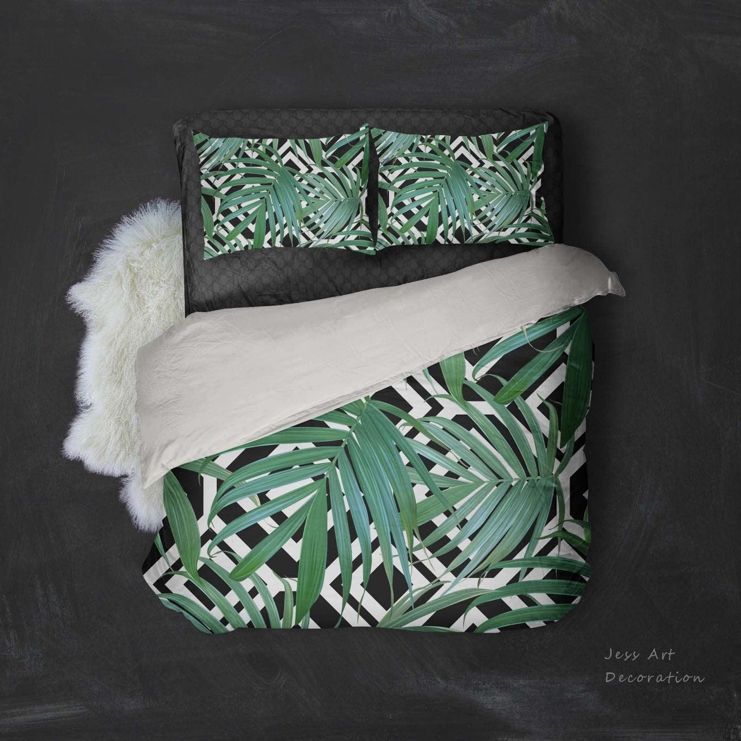 3D Abstract, Palm leaf Bedding Set Quilt Cover Quilt Duvet Cover ,Pillowcases Personalized  Bedding,Queen, King ,Full, Double 3 Pcs