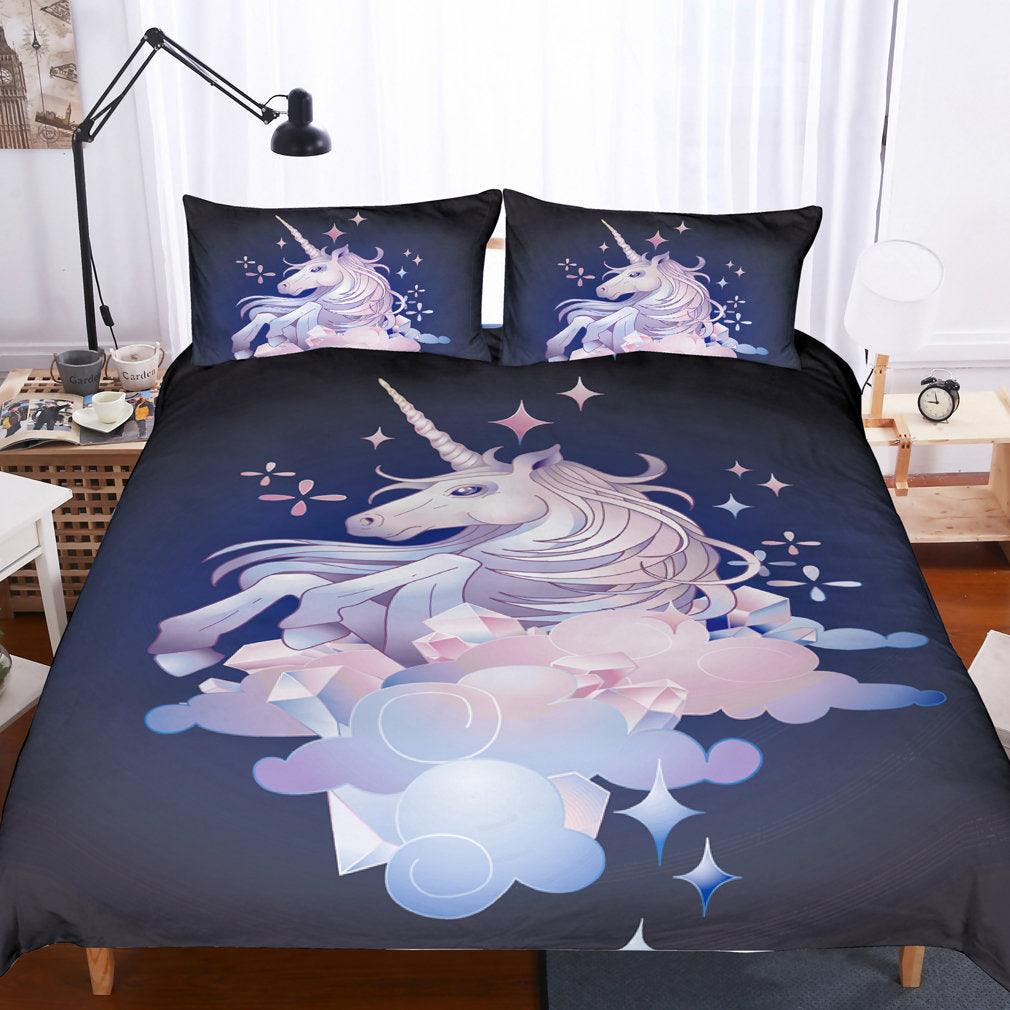 3D Cartoon  Fantasy  Unicorn  Quilt Cover Set Bedding Set Pillowcases