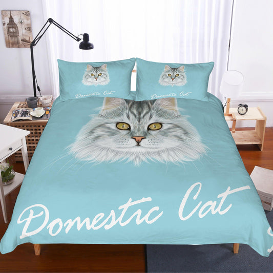 3D Cartoon  Long-haired cat  Quilt Cover Set Bedding Set Pillowcases