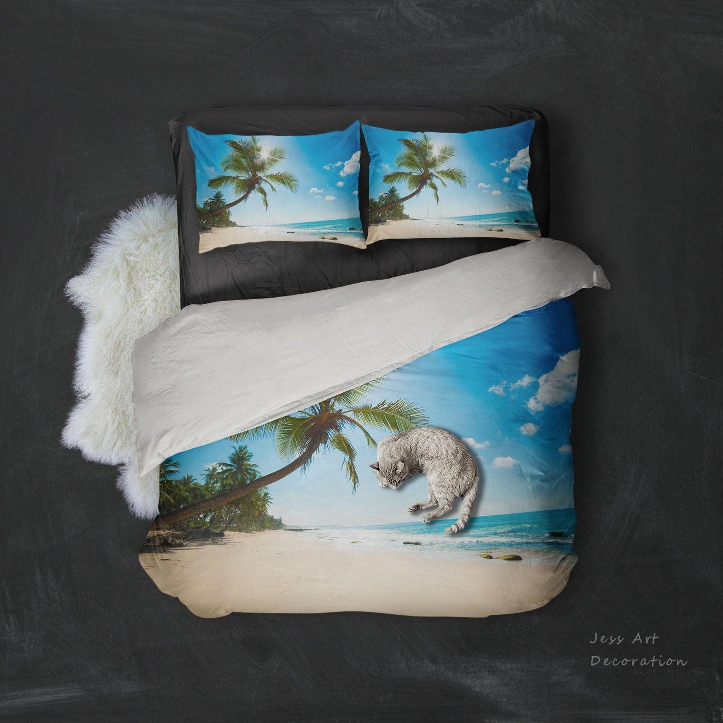 3D Beach, Seaside scenery Bedding Set Quilt Cover Quilt Duvet Cover ,Pillowcases Personalized  Bedding,Queen, King ,Full, Double 3 Pcs
