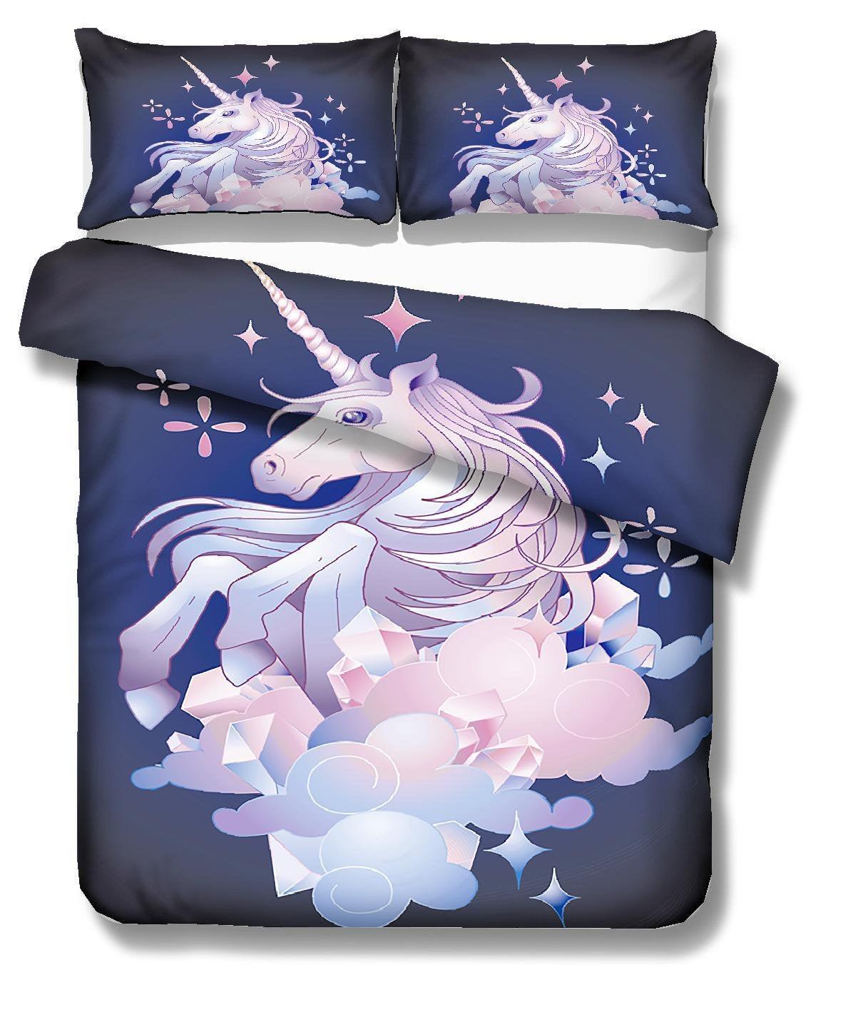 3D Cartoon  Fantasy  Unicorn  Quilt Cover Set Bedding Set Pillowcases