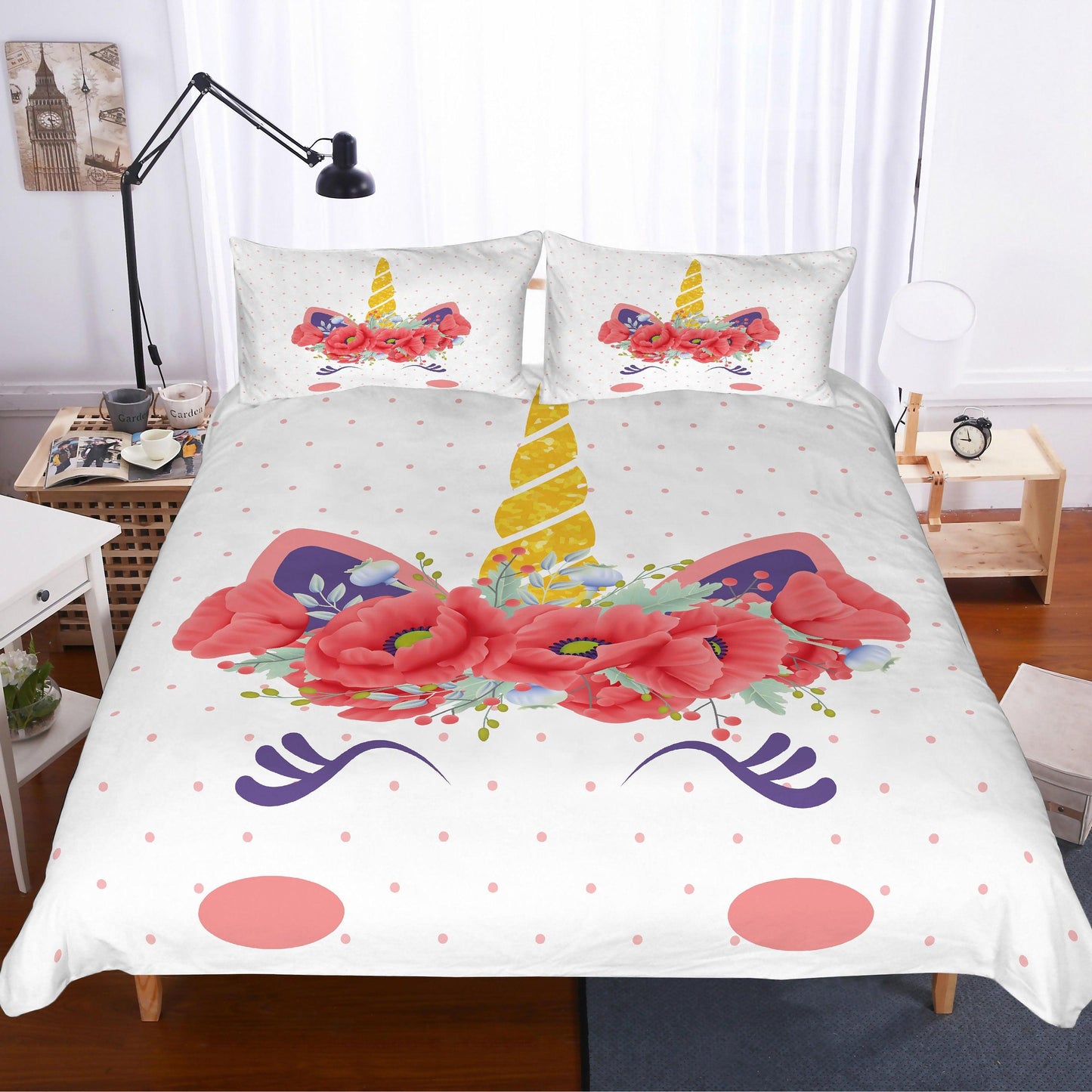 3D Cartoon  Poppy  Unicorn  Quilt Cover Set Bedding Set Pillowcases