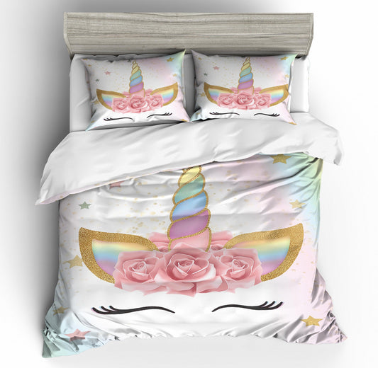 3D Cartoon  Dreamy  Unicorn  Quilt Cover Set Bedding Set Pillowcases