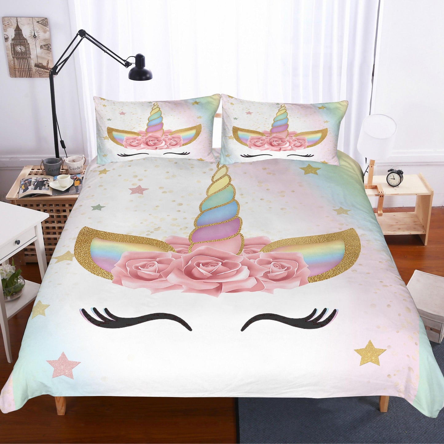 3D Cartoon  Dreamy  Unicorn  Quilt Cover Set Bedding Set Pillowcases