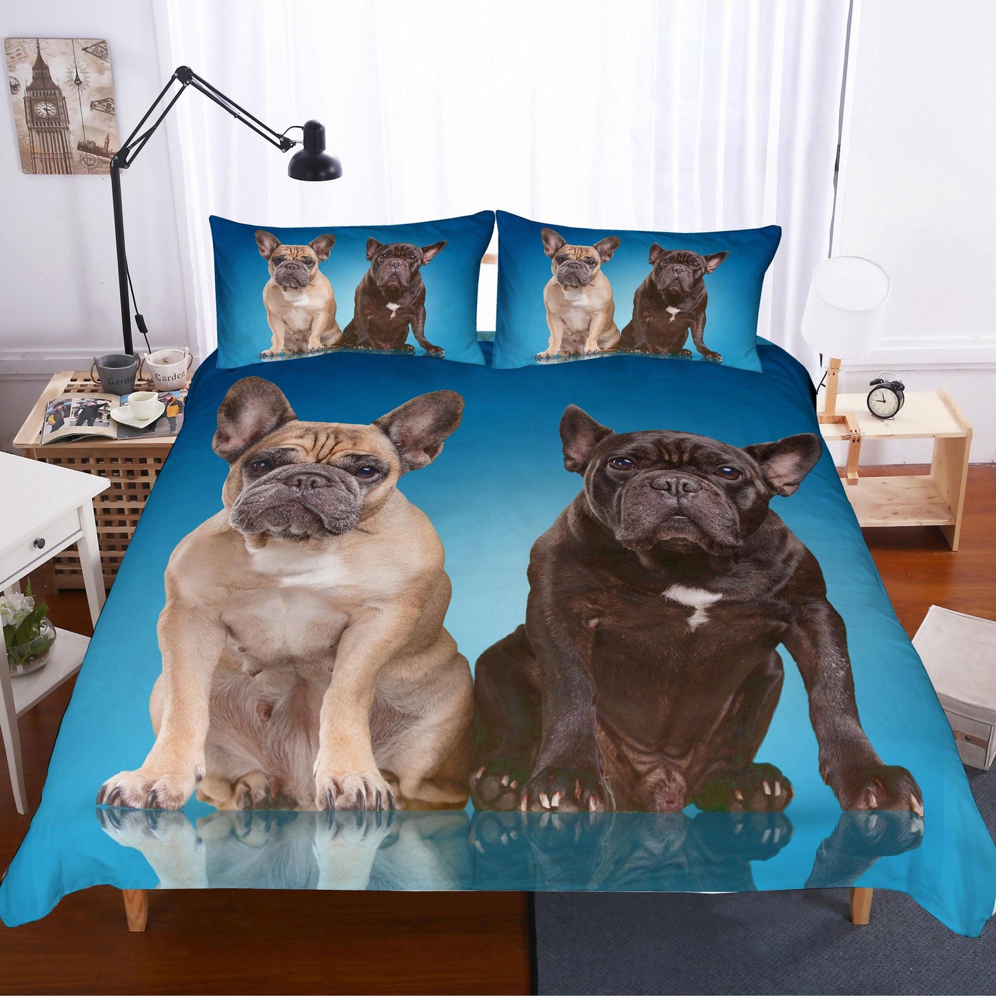 3D Cartoon  French bulldog  Quilt Cover Set Bedding Set Pillowcases