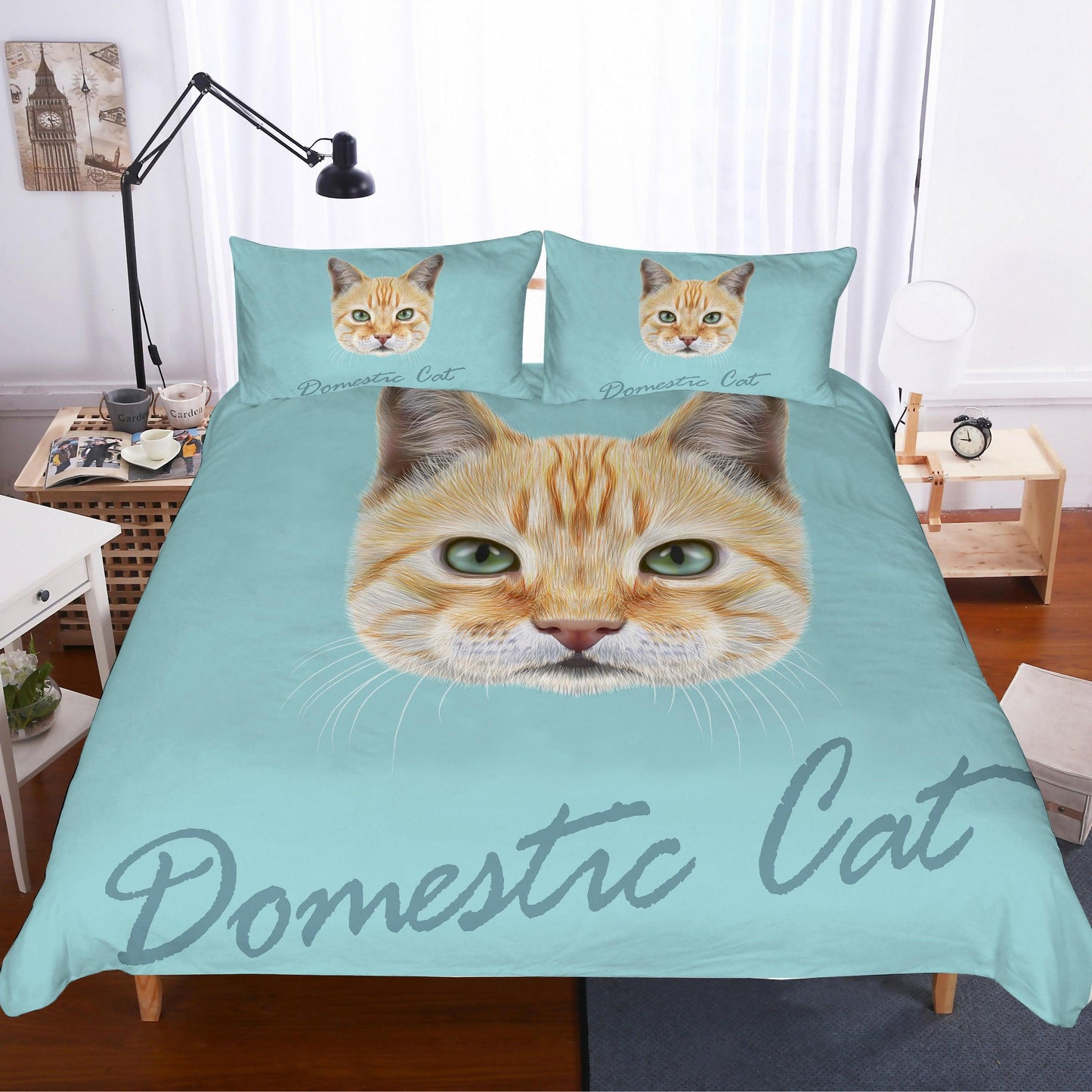 3D Cartoon  Orange cat  Quilt Cover Set Bedding Set Pillowcases