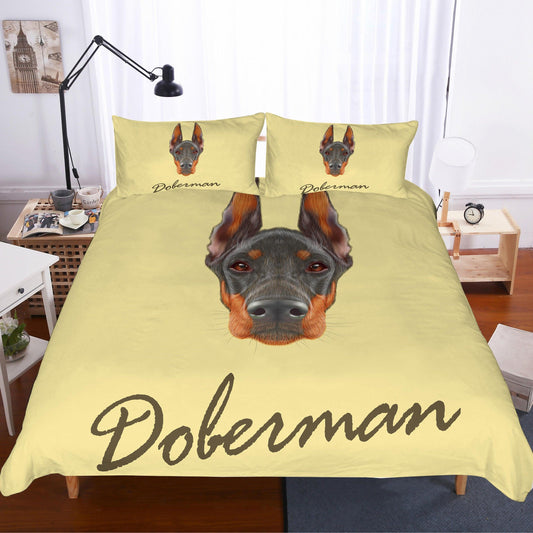 3D Cartoon  Dobermann  Quilt Cover Set Bedding Set Pillowcases