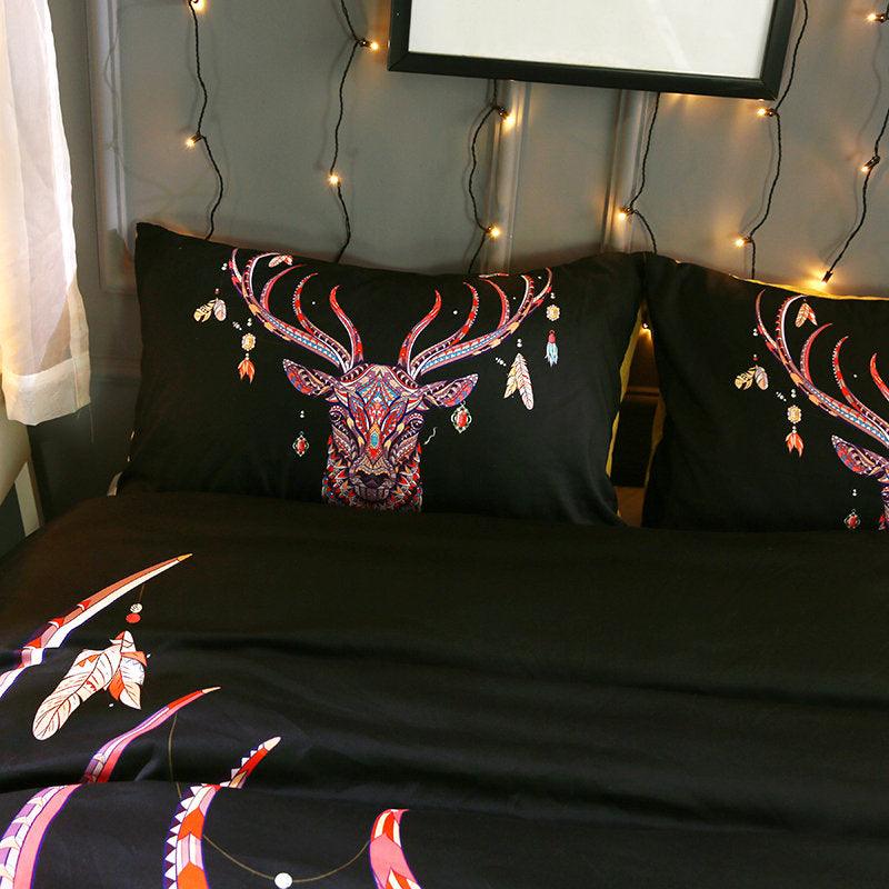 3D Black National Elk Wapiti Bedding Set Quilt Cover Quilt Duvet Cover ,Pillowcases Personalized  Bedding,Queen, King ,Full, Double 3 Pcs