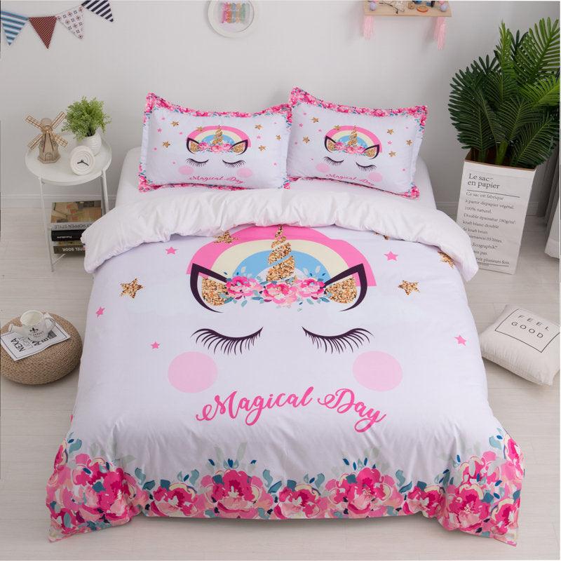 3D Cartoon  The unicorn  Quilt Cover Set Bedding Set Pillowcases