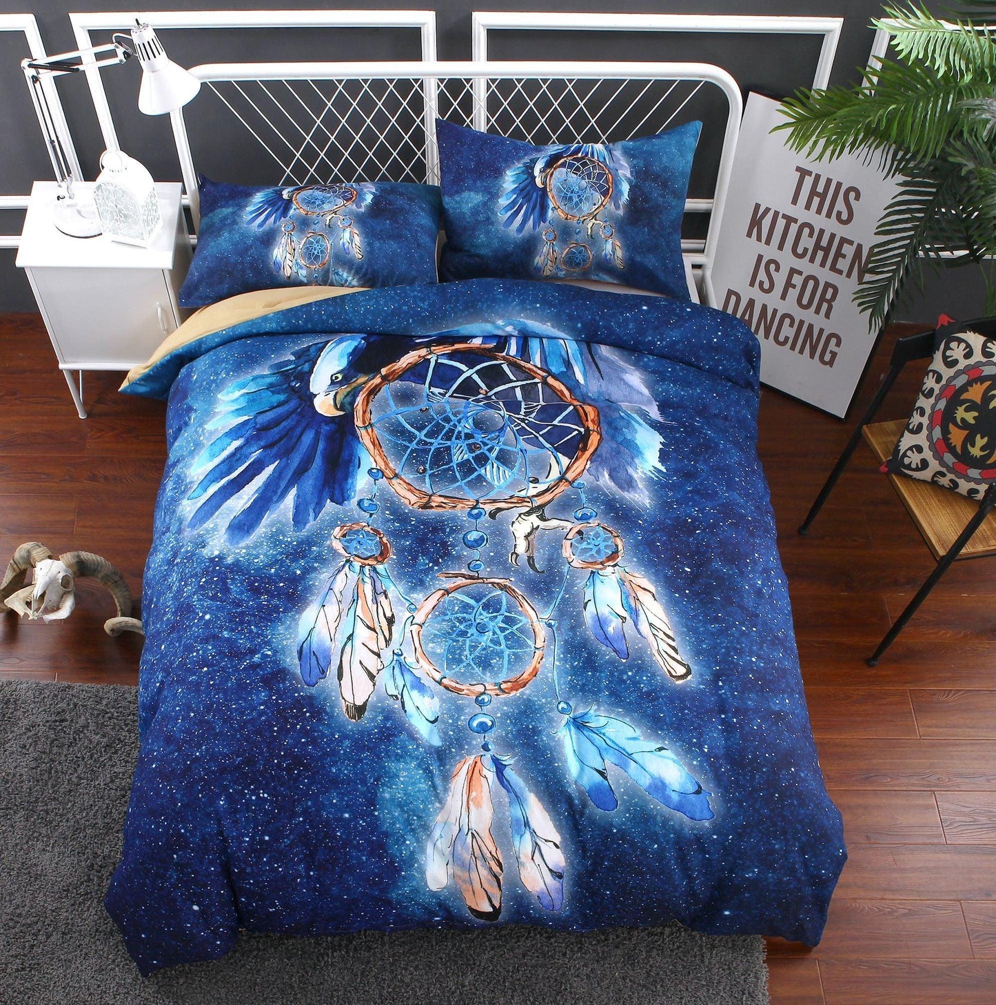 3D Blue Dreamcatcher Feather   Quilt Cover Set Bedding Set Pillowcases