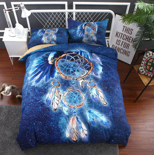 3D Blue Dreamcatcher Feather   Quilt Cover Set Bedding Set Pillowcases