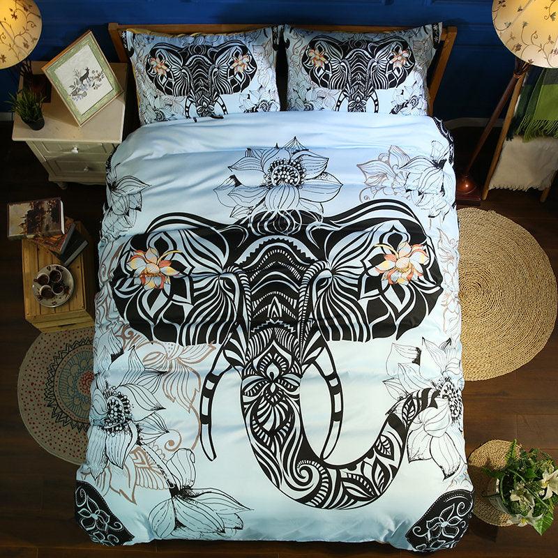 3D Bohemian Mandalas Elephant Bedding Set Quilt Duvet Cover ,Pillowcases Personalized Bedding,Queen, King ,Full, Double 3 Pcs