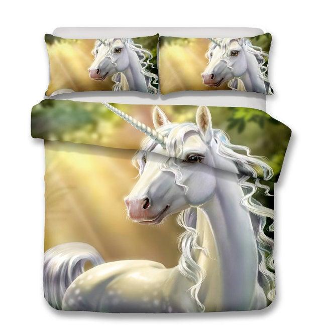 3D Cartoon Kids Pink Unicorn Bedding Set Quilt Cover Quilt Duvet Cover ,Pillowcases Personalized  Bedding,Queen, King ,Full, Double 3 Pcs