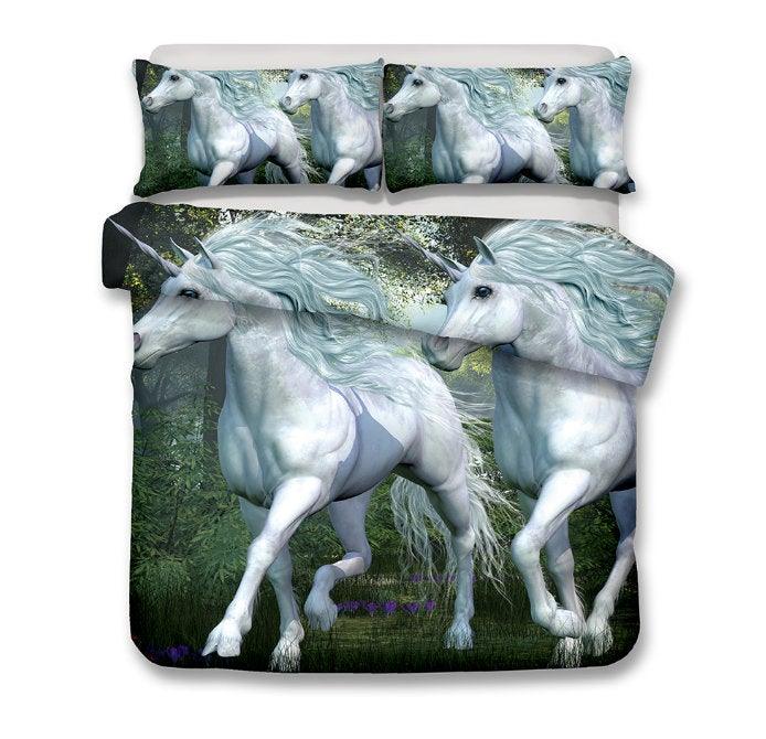 3D Cartoon Kids Unicorn Bedding Set Quilt Cover Quilt Duvet Cover ,Pillowcases Personalized  Bedding,Queen, King ,Full, Double 3 Pcs