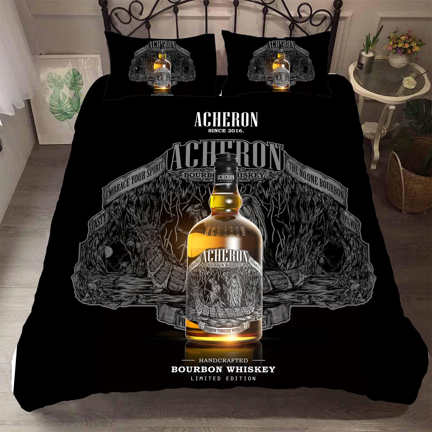 3D Black Acheron Whiskey Bedding Set Quilt Cover Quilt Duvet Cover ,Pillowcases Personalized  Bedding,Queen, King ,Full, Double 3 Pcs