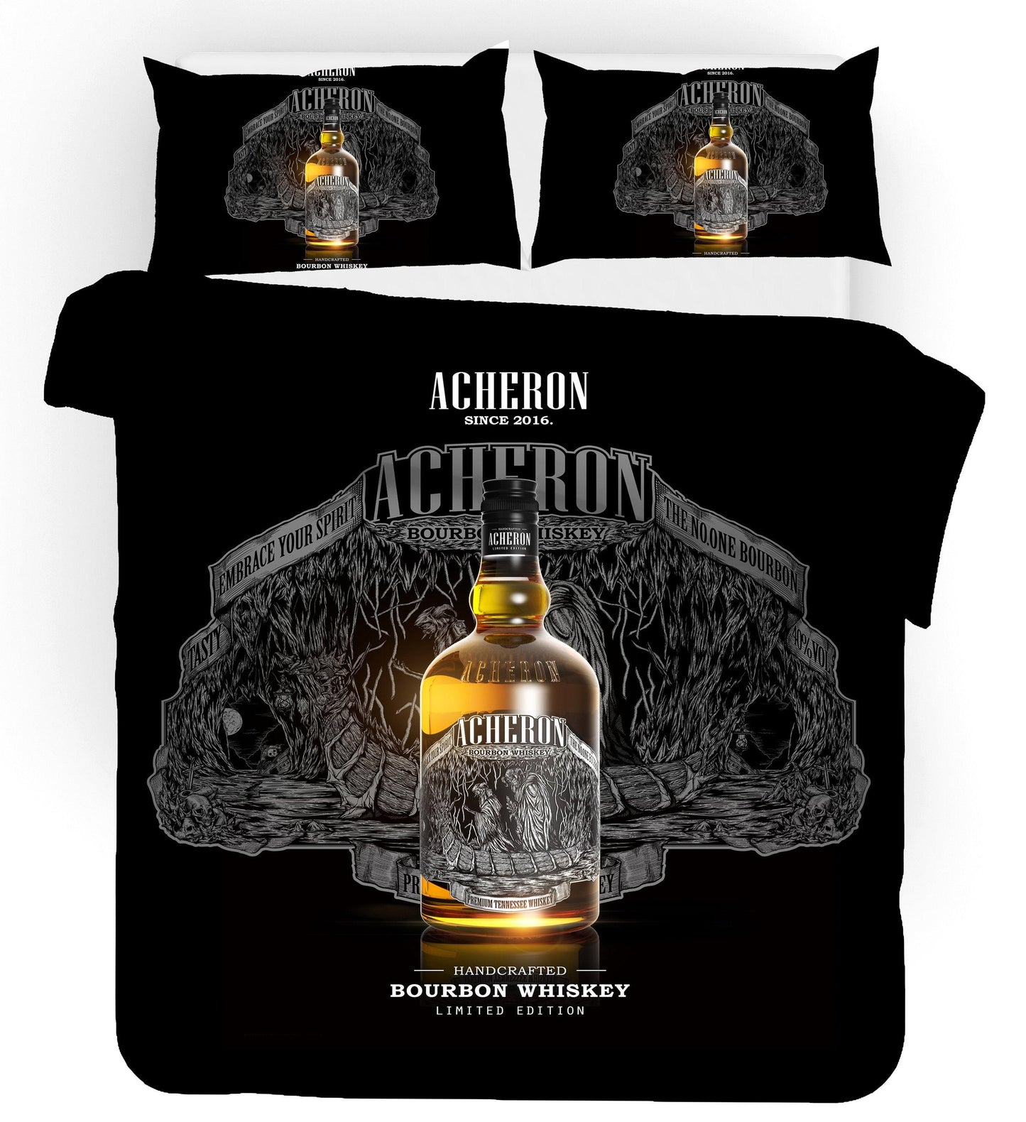 3D Black Acheron Whiskey Bedding Set Quilt Cover Quilt Duvet Cover ,Pillowcases Personalized  Bedding,Queen, King ,Full, Double 3 Pcs