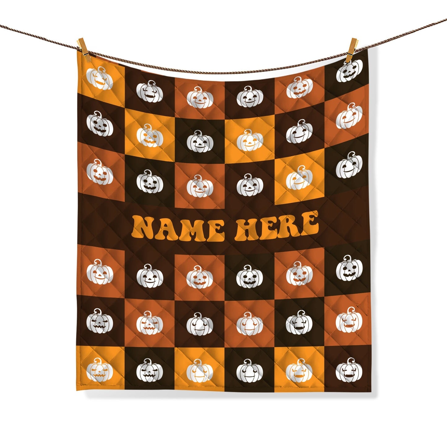 Personalized Pumpkin Quilt Set, Halloween Pumpkin Quilt Blanket & Pillowcase, Custom Name Quilt Bedding Set, Halloween Gift, Gothic Gifts