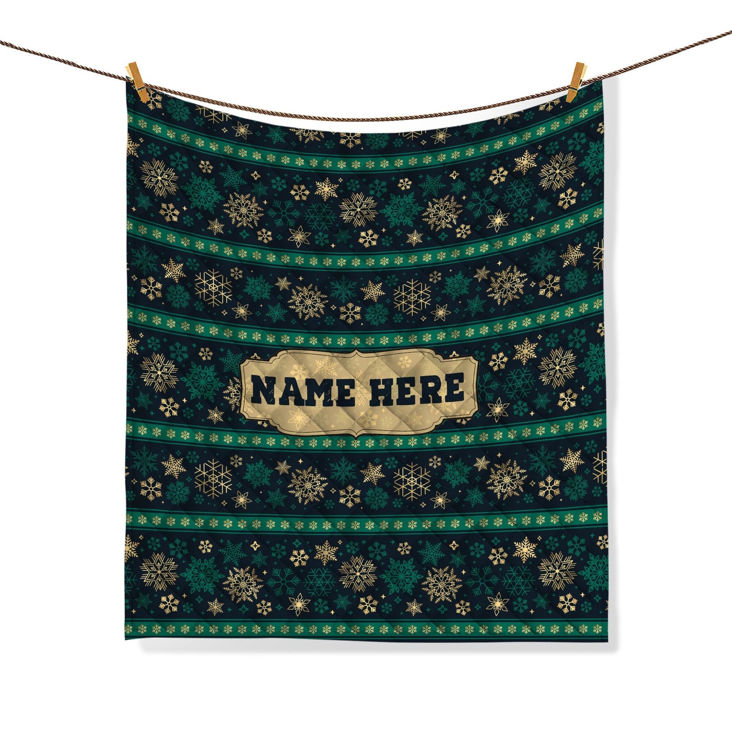 Personalized Christmas Quilt Set, Xmas Winter Snowflake Pattern Quilt Blanket & Pillowcases, Custom Name Quilt Bedding Set, Christmas Gift