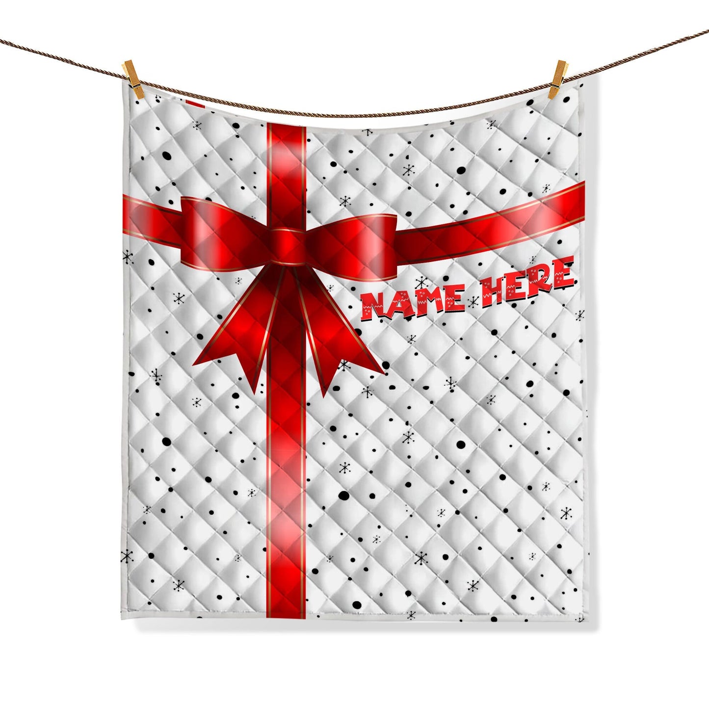 Personalized Christmas Quilt Set, Xmas Holiday Pattern Quilt Blanket & Pillowcases, Custom Name Quilt Bedding Set, Bedspread, Christmas Gift