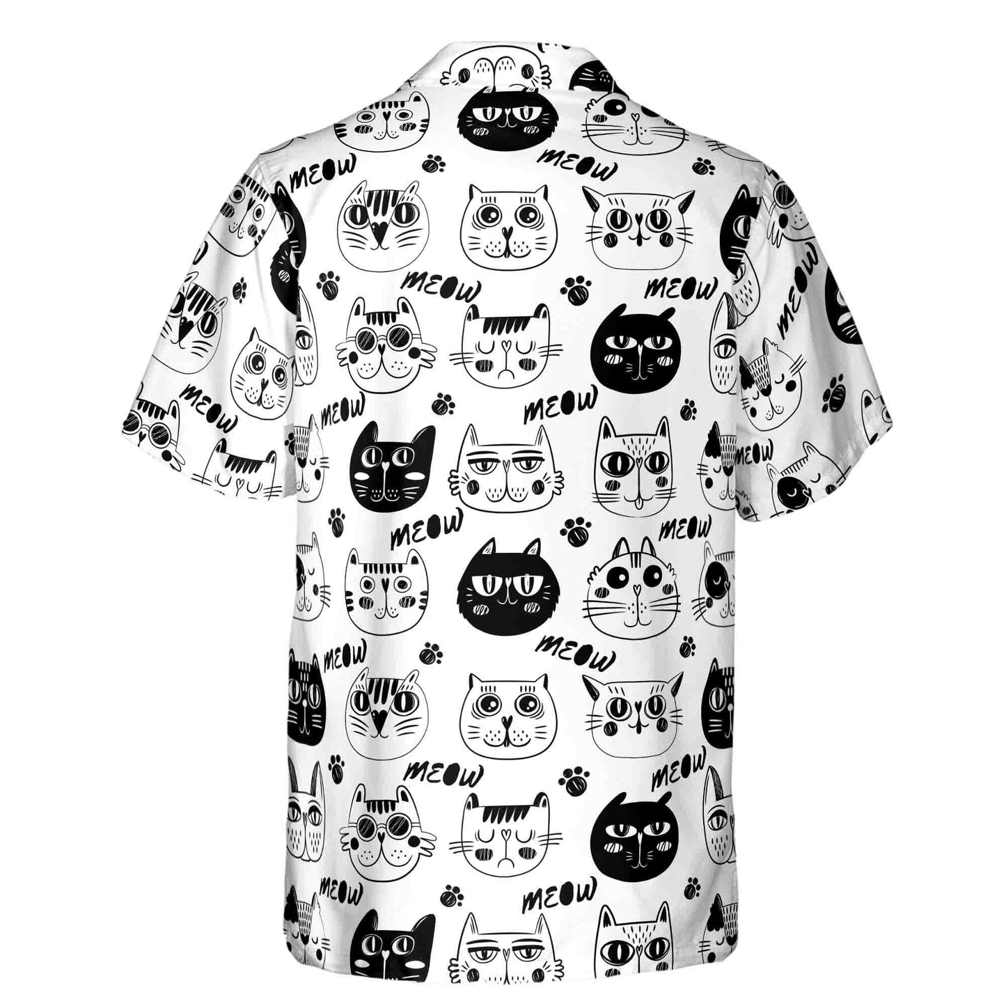Funny Cool Cute Cat Meow Hawaiian Shirt Size S-5XL for Men and Women