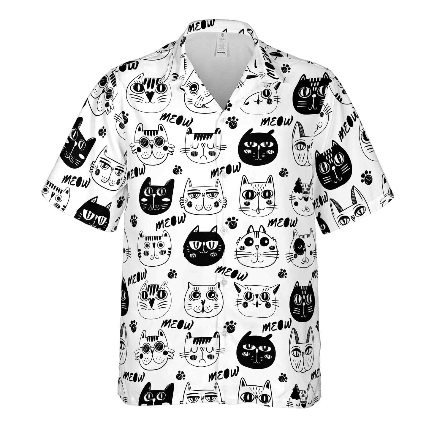 Funny Cool Cute Cat Meow Hawaiian Shirt Size S-5XL for Men and Women