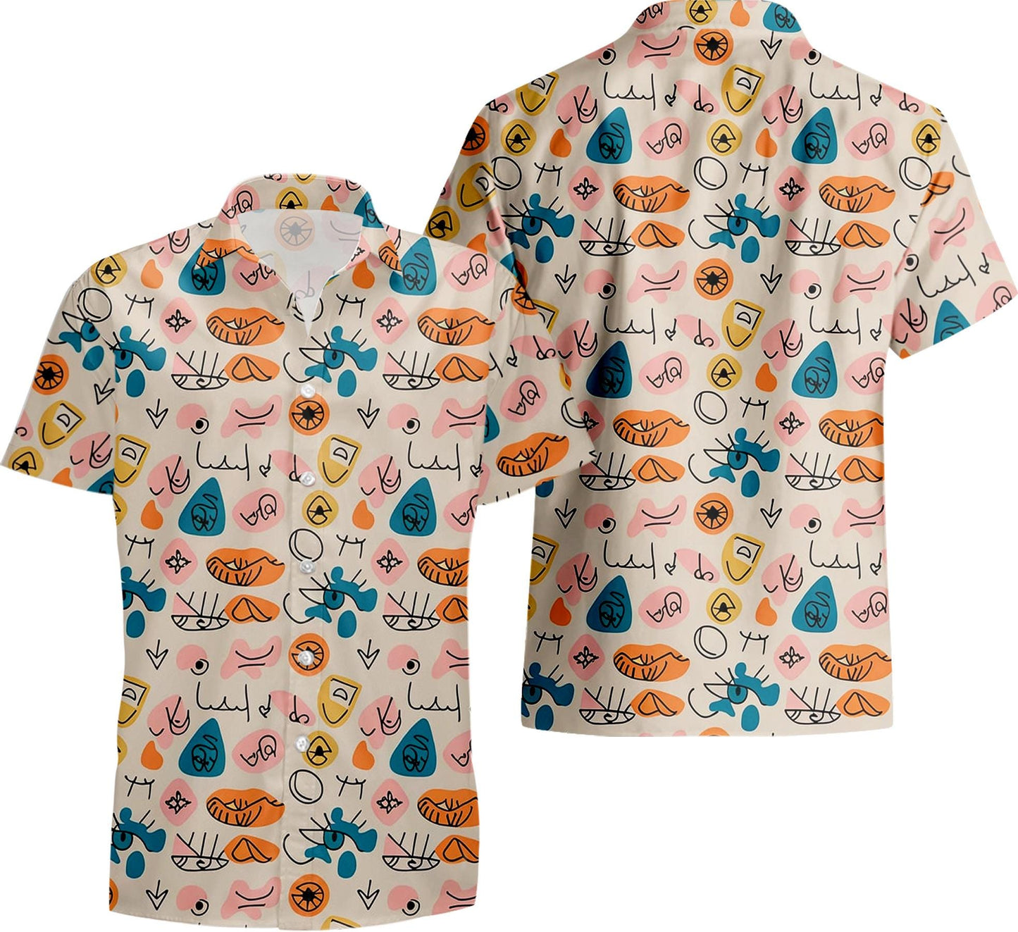 Funny Boobs Hawaiian Shirt for Men - Aloha Funny Boobs Button Down Mens Hawaiian Shirts Short Sleeve Luau Beach Shirt
