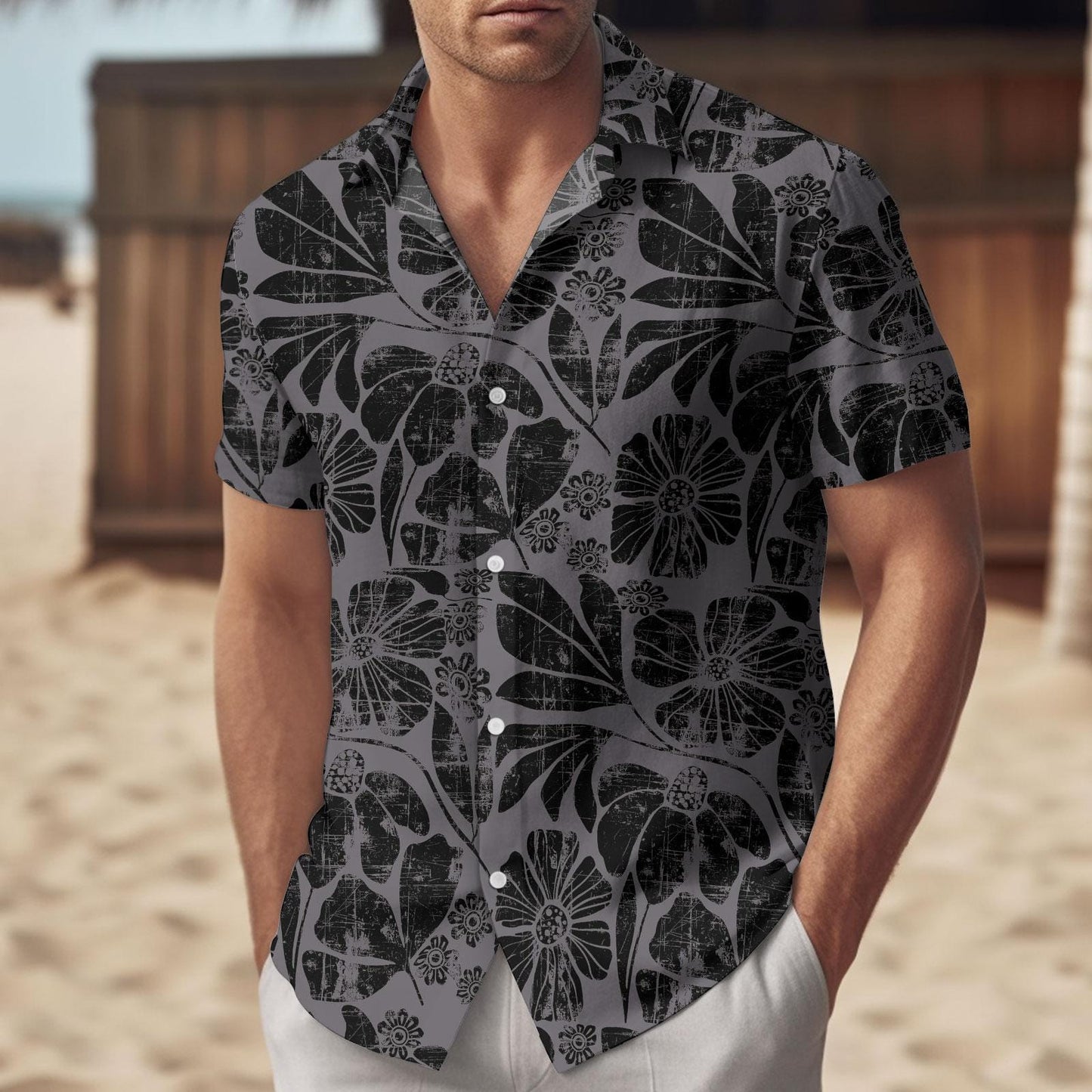 Boho Wildflowers Button Up Shirt, Matisse Floral Graphic Women Shirt, Distressed Flowers Shirt For Men, Soft Goth Fairycore Shirt