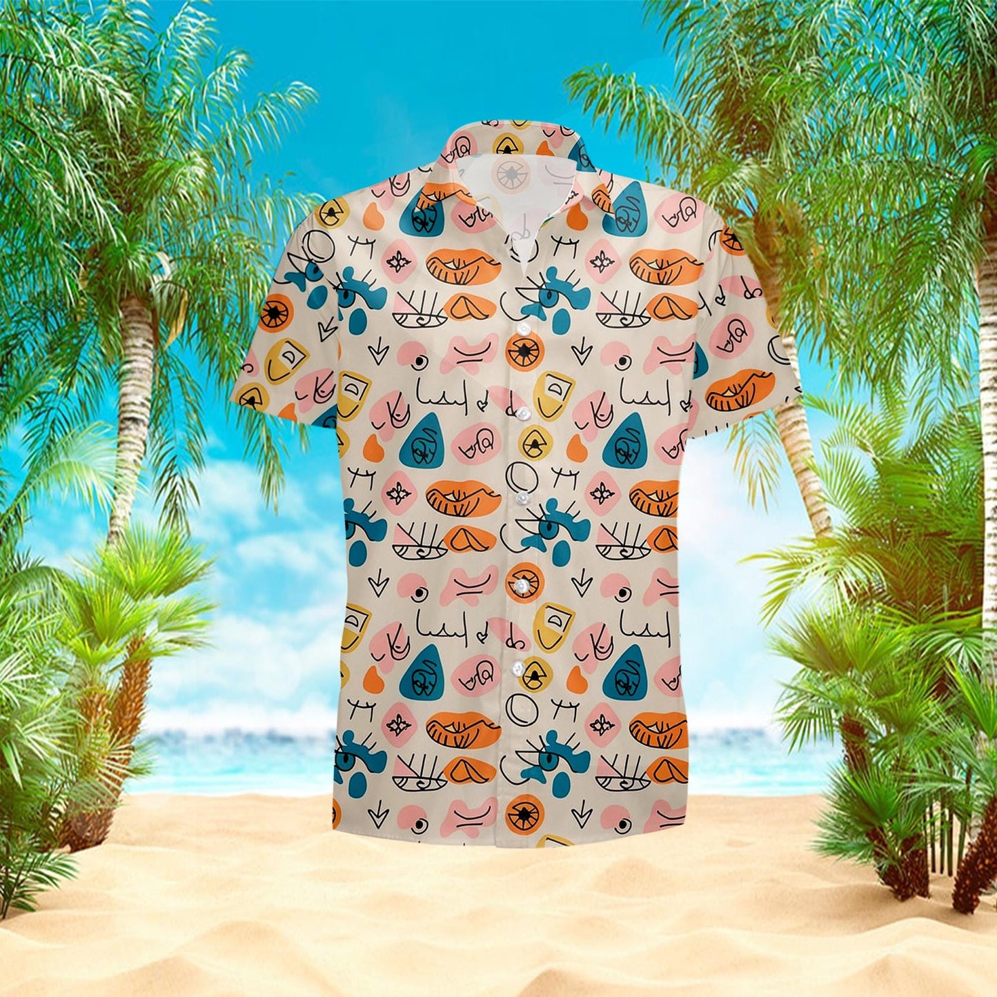 Funny Boobs Hawaiian Shirt for Men - Aloha Funny Boobs Button Down Mens Hawaiian Shirts Short Sleeve Luau Beach Shirt