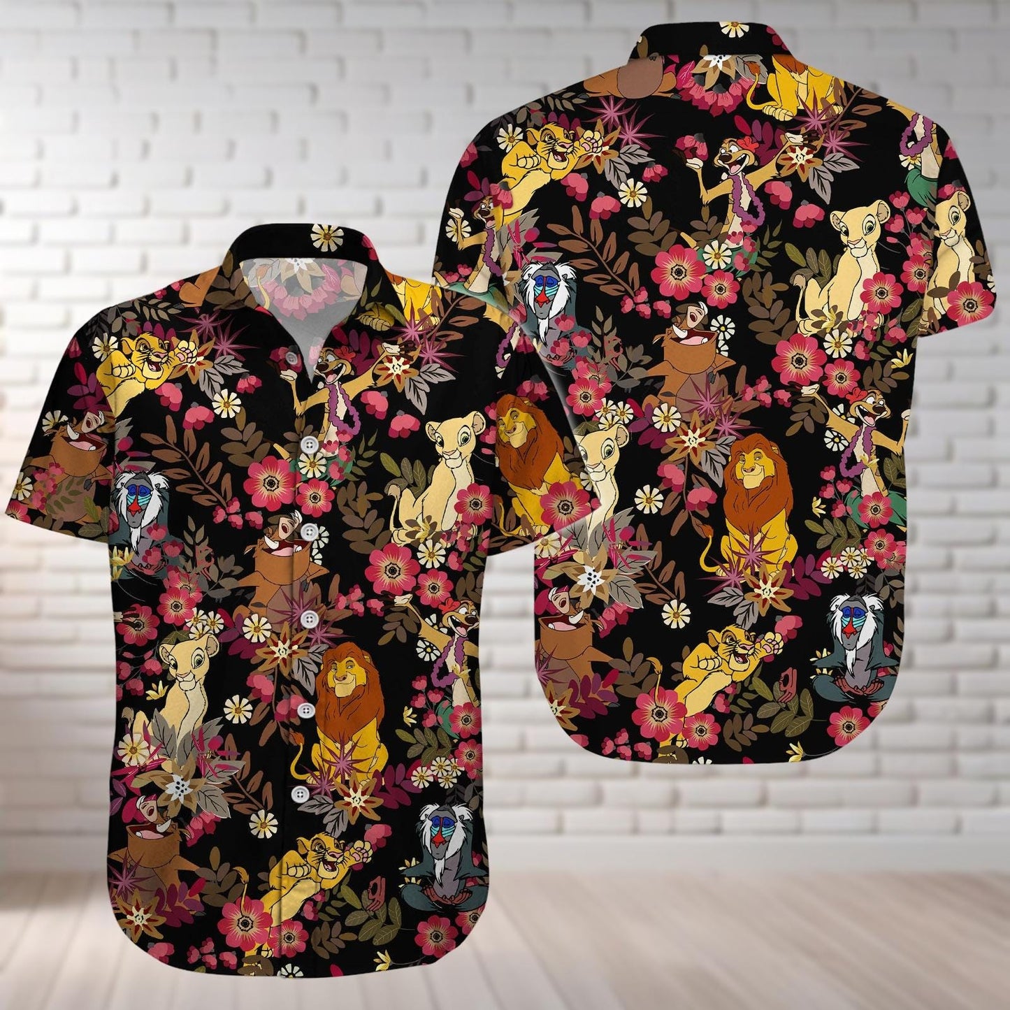 The Lion King Button Shirt And Shorts, Simba Nala Mufasa Timon Pumbaa Rafiki Scar Hawaiian Shirt, Disney Tropical Clothes, Summer Shirt