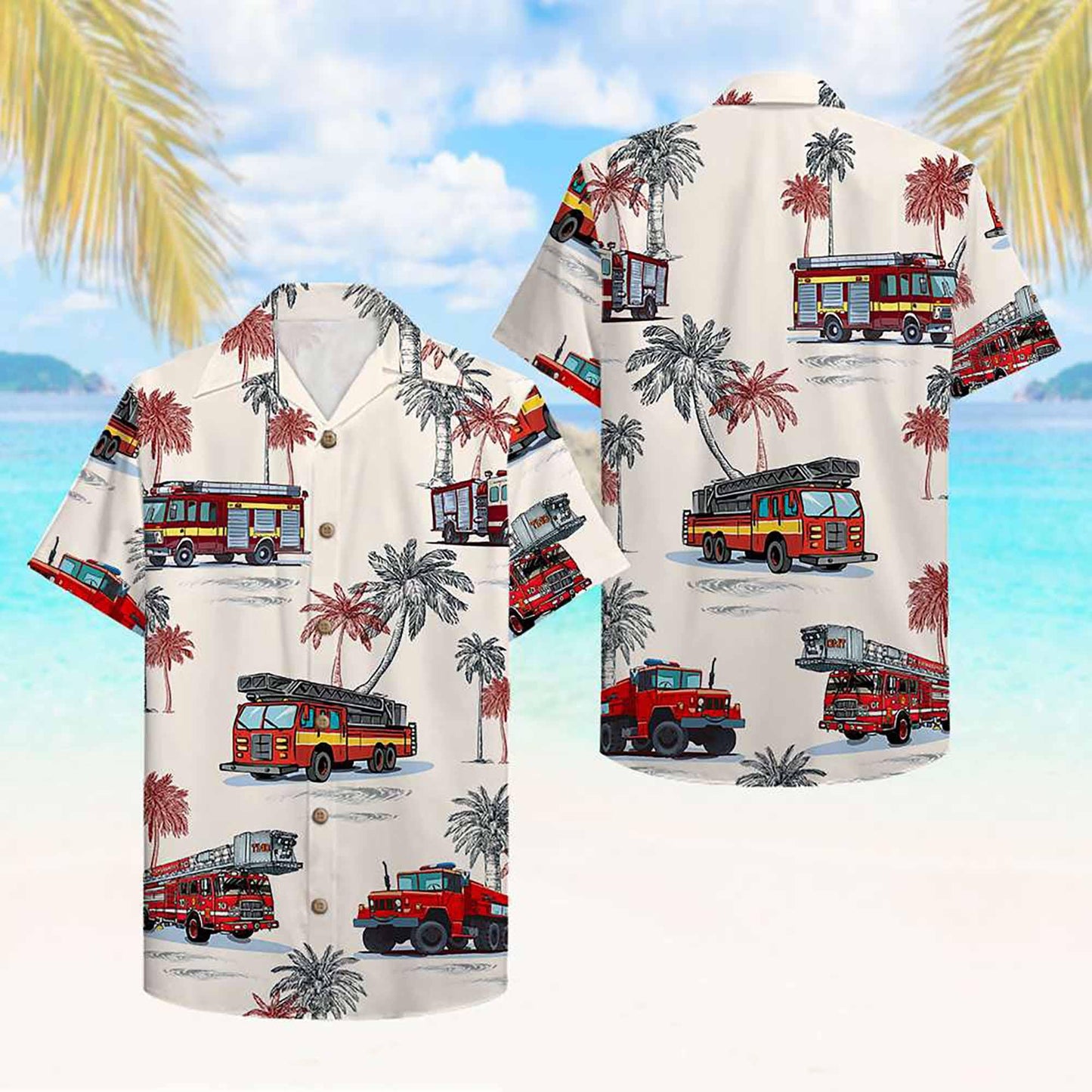 Firefighter Hawaiian Shirt Men Women Youth, Fire Engine Summer Shirt, 3D Aloha Shirt, Fire Truck Lovers, Gift for Fighter