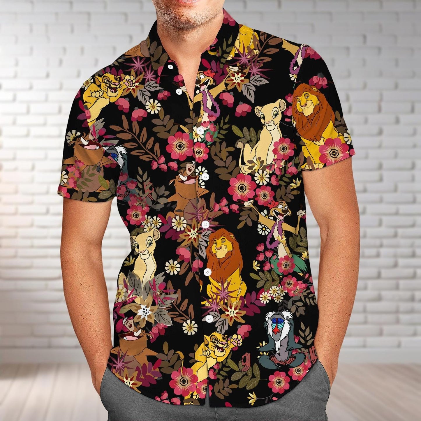 The Lion King Button Shirt And Shorts, Simba Nala Mufasa Timon Pumbaa Rafiki Scar Hawaiian Shirt, Disney Tropical Clothes, Summer Shirt
