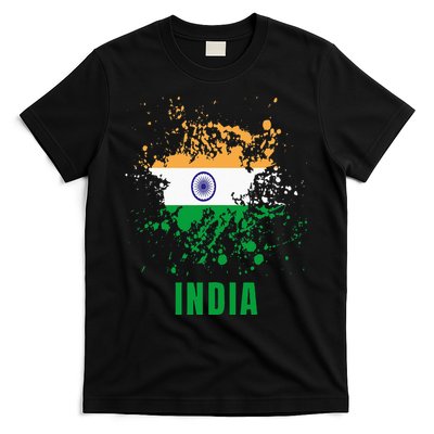 India Retro Vintage Watercolors Sport Indian Flag Souvenir T-Shirt