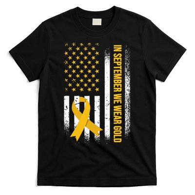 in september we wear gold childhood cancer awareness T-Shirt